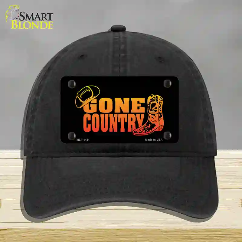 Gone Country Novelty License Plate Hat Unconstructed Cotton / Black