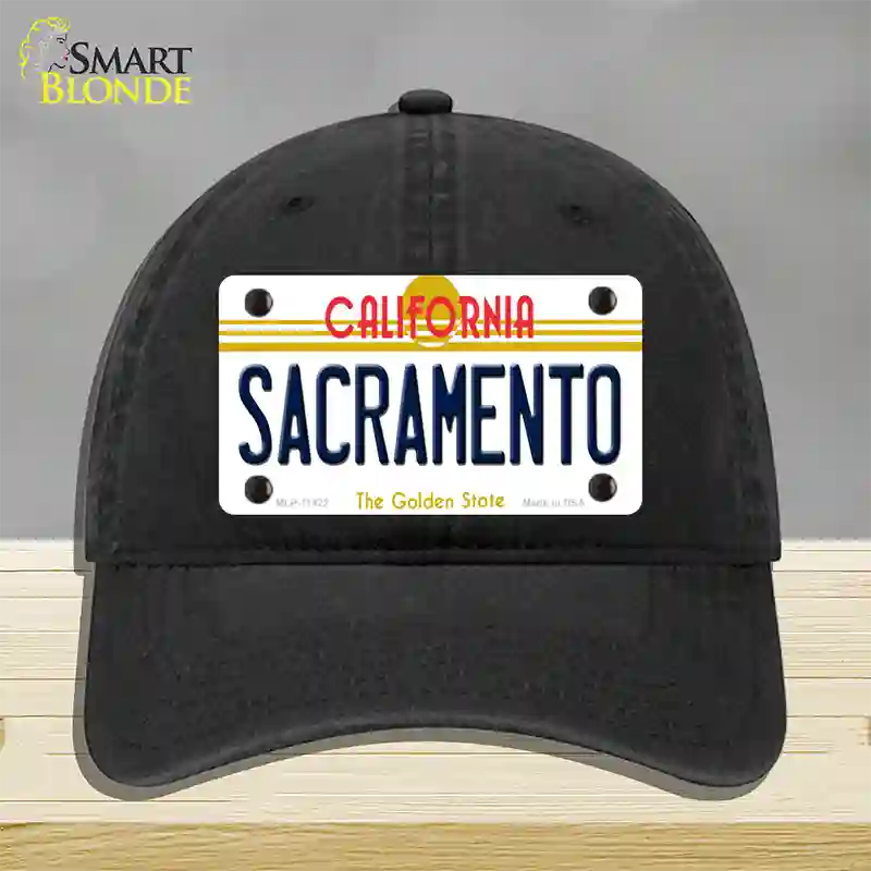 Sacramento California Novelty License Plate Hat Unconstructed Cotton / Black