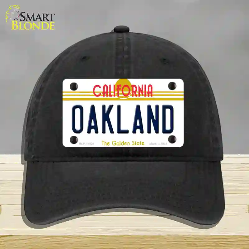 Oakland California Novelty License Plate Hat Unconstructed Cotton / Black