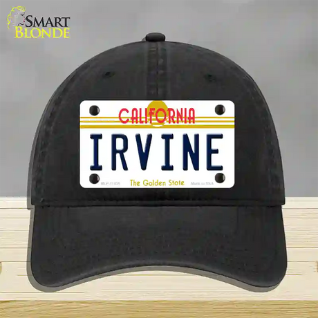 Irvine California Novelty License Plate Hat Unconstructed Cotton / Black