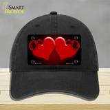 Hearts Over Roses In Red Novelty License Plate Hat Unconstructed Cotton / Black