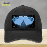 Hearts Over Roses In Light Blue Novelty License Plate Hat Unconstructed Cotton / Black