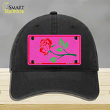 Illustrated Rose On Pink Chaise Lounge Novelty License Plate Hat Unconstructed Cotton / Black