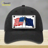 Alaska Crossed US Flag Novelty License Plate Hat Unconstructed Cotton / Black