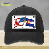 Colorado Crossed US Flag Novelty License Plate Hat Unconstructed Cotton / Black