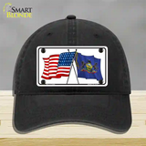 Pennsylvania Crossed US Flag Novelty License Plate Hat Unconstructed Cotton / Black