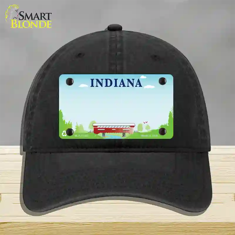 Indiana Recycle State Blank Novelty License Plate Hat Unconstructed Cotton / Black