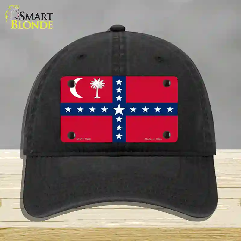 South Carolina Sovereignty Flag Novelty License Plate Hat Unconstructed Cotton / Black