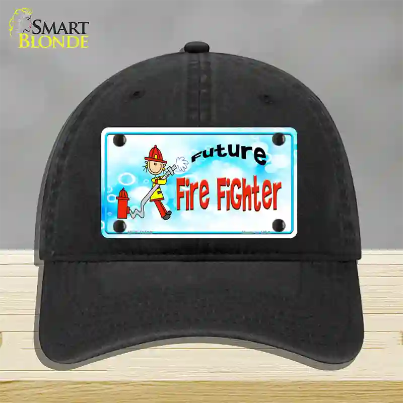 Future Fire Fighter Novelty License Plate Hat Unconstructed Cotton / Black