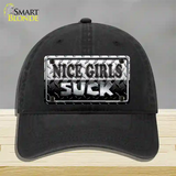 Nice Girls Suck Novelty License Plate Hat Unconstructed Cotton / Black