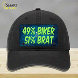 49% Biker 51% Brat Novelty License Plate Hat Unconstructed Cotton / Black