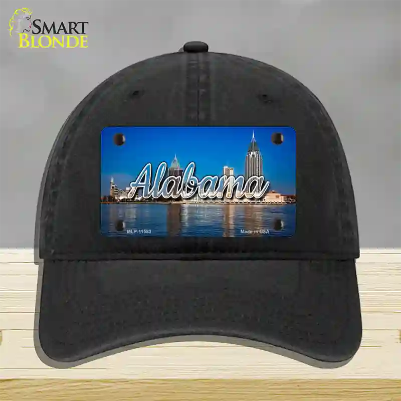 Alabama City Skyline State Novelty License Plate Hat Unconstructed Cotton / Black