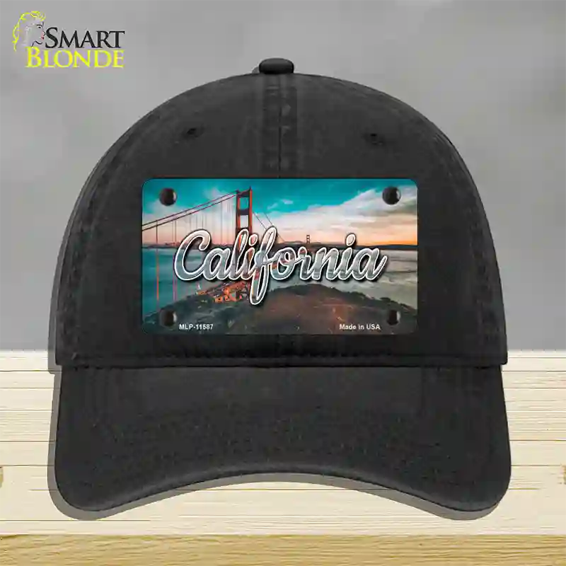 California Golden Gate Bridge State Novelty License Plate Hat Unconstructed Cotton / Black