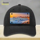 California Beach State Novelty License Plate Hat Unconstructed Cotton / Black