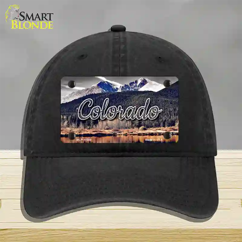 Colorado Forest and Mountains State Novelty License Plate Hat Unconstructed Cotton / Black