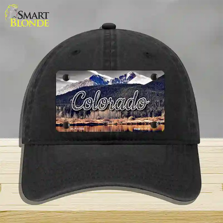 Colorado Forest and Mountains State Novelty License Plate Hat Unconstructed Cotton / Black