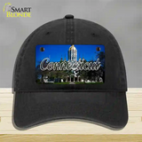 Connecticut Capital Building State Novelty License Plate Hat Unconstructed Cotton / Black