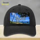 Hawaii Palm Trees State Novelty License Plate Hat Unconstructed Cotton / Black