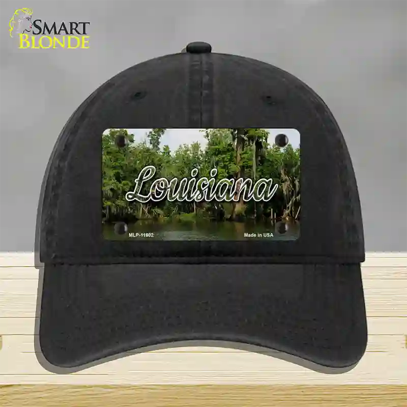 Louisiana Swamp State Novelty License Plate Hat Unconstructed Cotton / Black