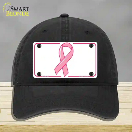 Breast Cancer Ribbon Novelty License Plate Hat Unconstructed Cotton / Black