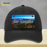 New Hampshire Mountain Range State Novelty License Plate Hat Unconstructed Cotton / Black