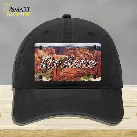 New Mexico Red Canyon State Novelty License Plate Hat Unconstructed Cotton / Black