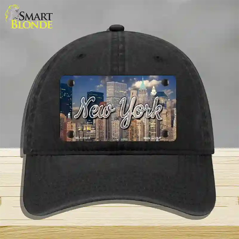 New York City Skyline State Novelty License Plate Hat Unconstructed Cotton / Black