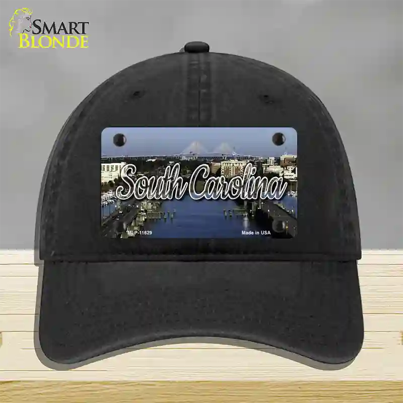 South Carolina City Bridge State Novelty License Plate Hat Unconstructed Cotton / Black