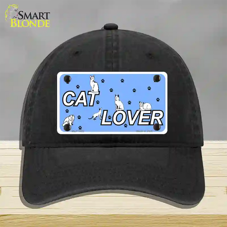 Cat Lover Novelty License Plate Hat Unconstructed Cotton / Black