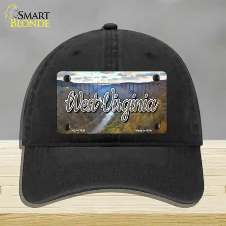 West Virginia River Bridge State Novelty License Plate Hat Unconstructed Cotton / Black