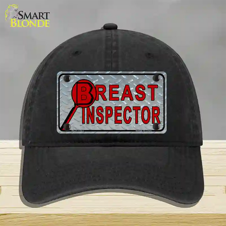 Breast Inspector Novelty License Plate Hat Unconstructed Cotton / Black