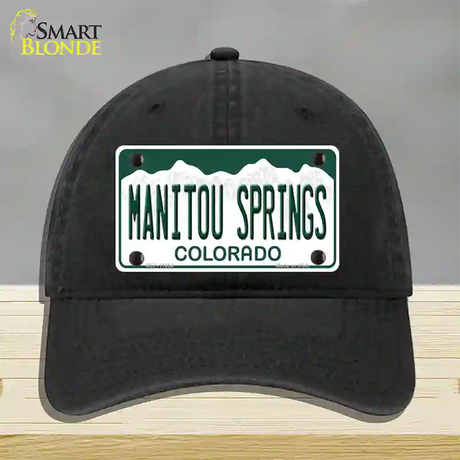 Manitou Springs Colorado Novelty License Plate Hat Unconstructed Cotton / Black