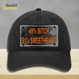 49 Percent Bitch 51 Percent Sweet Novelty License Plate Hat Unconstructed Cotton / Black