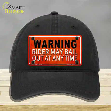 Rider May Bail Novelty License Plate Hat Unconstructed Cotton / Black