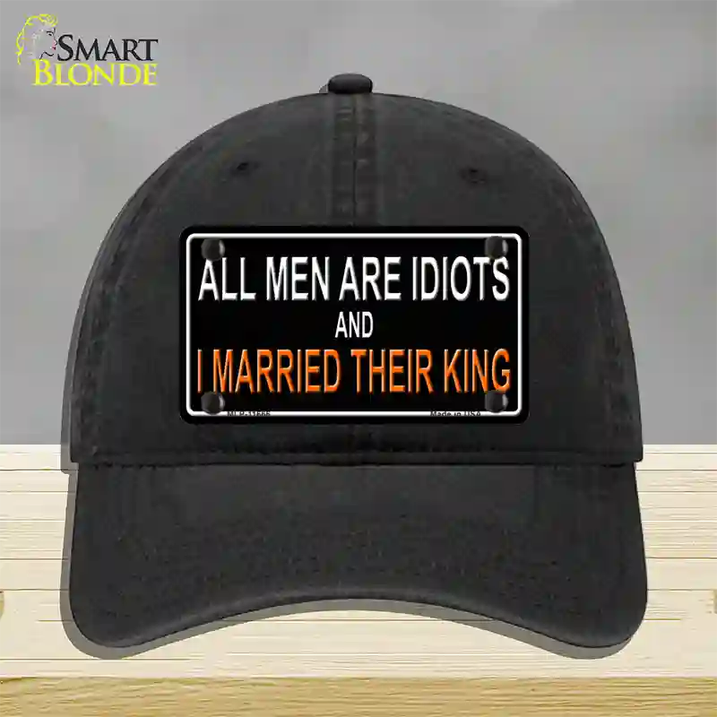 All Men Are Idiots Novelty License Plate Hat Unconstructed Cotton / Black