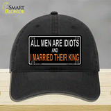 All Men Are Idiots Novelty License Plate Hat Unconstructed Cotton / Black