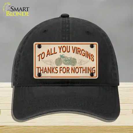 To All You Virgins Novelty License Plate Hat Unconstructed Cotton / Black