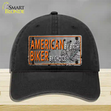 American Biker Novelty License Plate Hat Unconstructed Cotton / Black