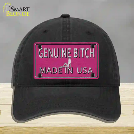 Genuine Bitch Made In USA Novelty License Plate Hat Unconstructed Cotton / Black