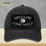 No Club Lone Wolf Novelty License Plate Hat Unconstructed Cotton / Black