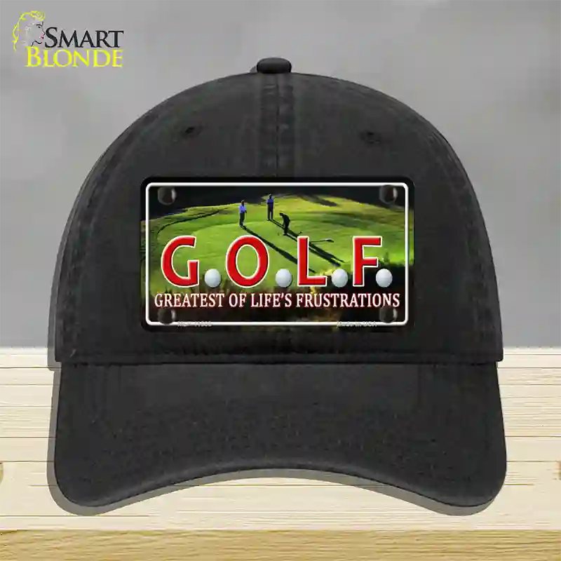 GOLF Novelty License Plate Hat Unconstructed Cotton / Black