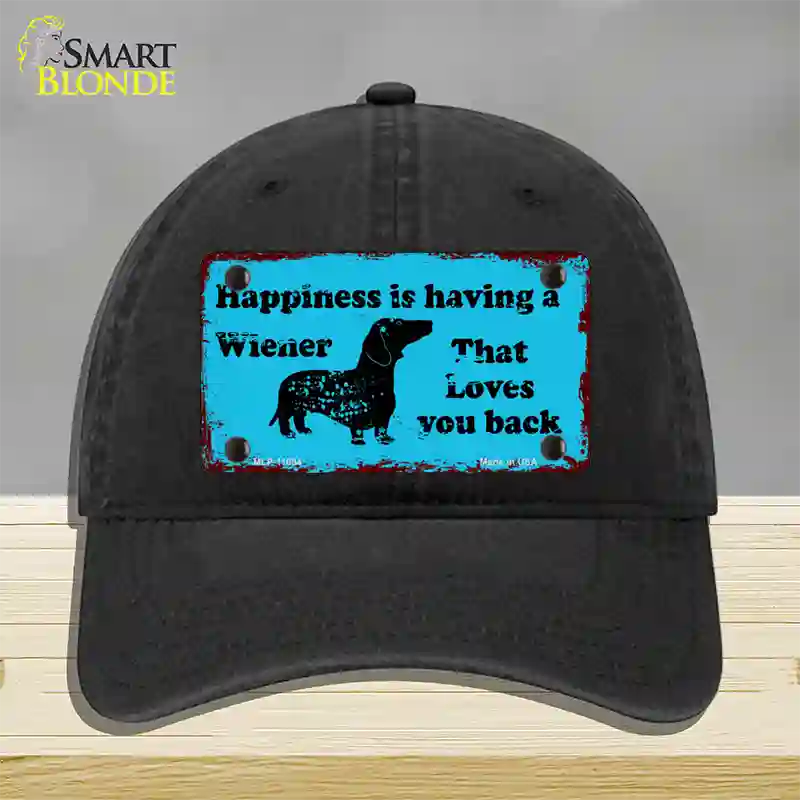 Happiness Is Having A Wiener Novelty License Plate Hat Unconstructed Cotton / Black