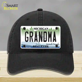 Grandma Michigan Novelty License Plate Hat Unconstructed Cotton / Black