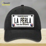 La Perla Puerto Rico Novelty License Plate Hat Unconstructed Cotton / Black