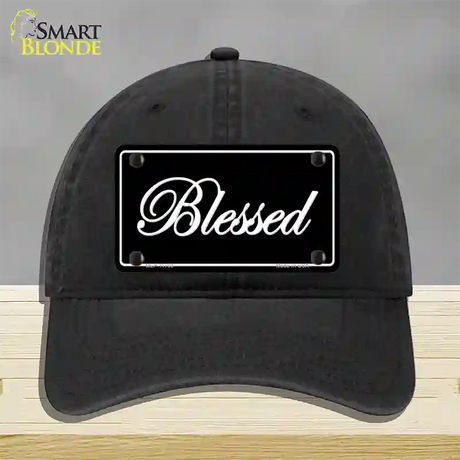 Blessed Black Novelty License Plate Hat Unconstructed Cotton / Black