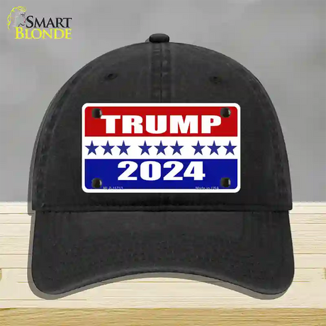 Trump 2024 Star Novelty License Plate Hat Unconstructed Cotton / Black