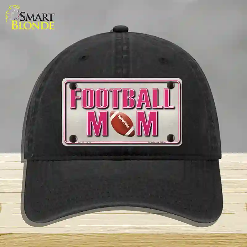 Football Mom Novelty License Plate Hat Unconstructed Cotton / Black