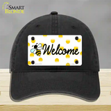 Welcome Bee Novelty License Plate Hat Unconstructed Cotton / Black