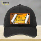 Bee Blessed Scroll Novelty License Plate Hat Unconstructed Cotton / Black