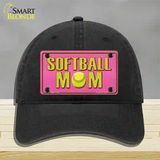 Softball Mom Novelty License Plate Hat Unconstructed Cotton / Black